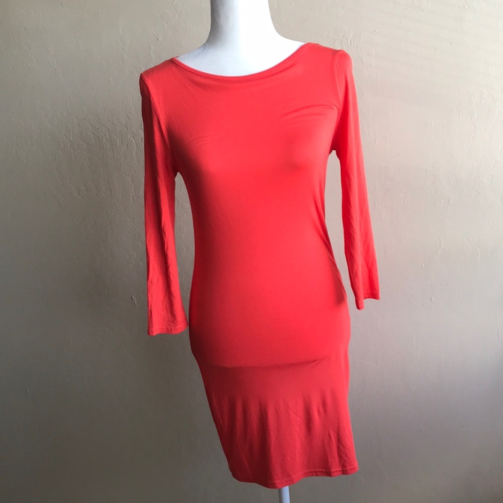 TOPSHOP Size US 8 coral long sleeve bodycon